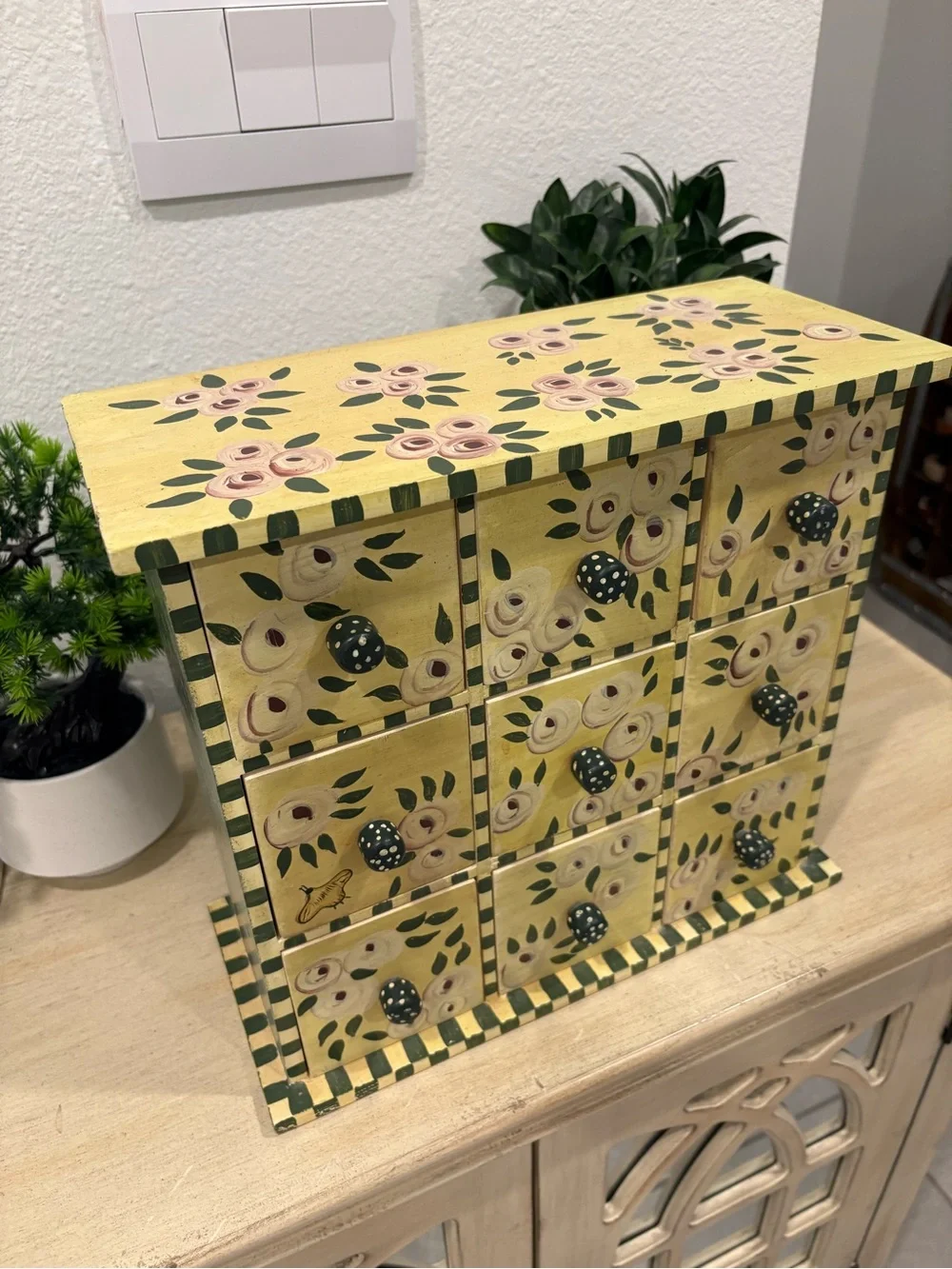 Custom Hand-Painted Floral Jewelry Drawer Organizer Box